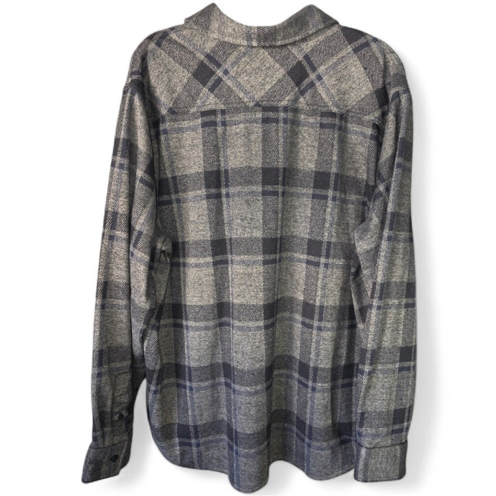 Chaps Black & Gray Plaid Flannel Shirt XXL Button-Up Stretch Soft Casual Classic - Picture 2 of 6